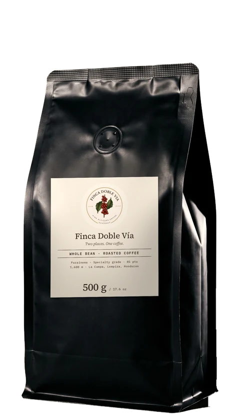 500 g bag of Finca Doble Vía whole bean coffee